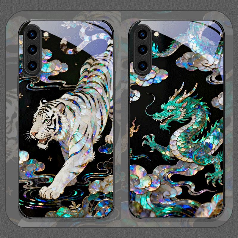 Samsung Galaxy S25 - Stylish Tiger Dragon Marble Texture Printed